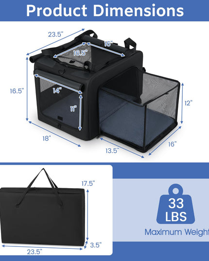 Giantex Portable Dog Crate for Travel Expandable Soft-Sided Pet Carrier with Mesh Windows