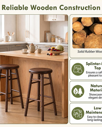 GIANTEX 24 Inch/29 Inch Round Swivel Bar Stools Set of 2/4