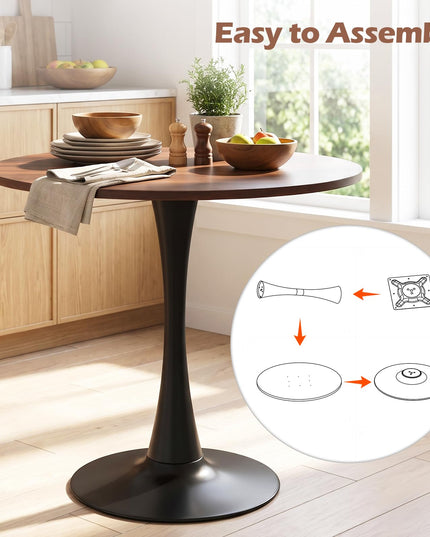 GIANTEX 31.5" Round Dining Table w/Thickened Tabletop & Metal Pedestal