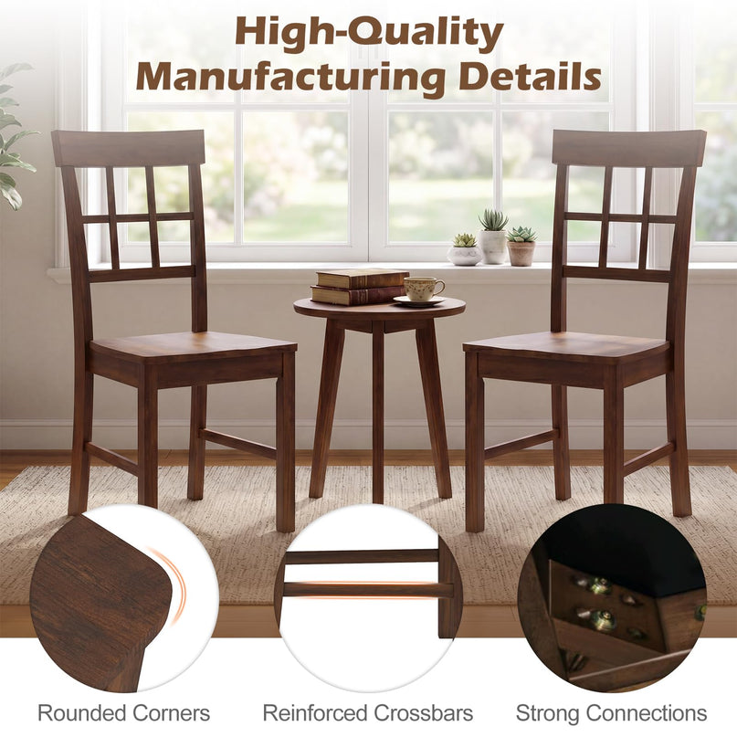 Giantex Wooden Dining Chairs Set of 2/4 with Window Back & Contoured Seat