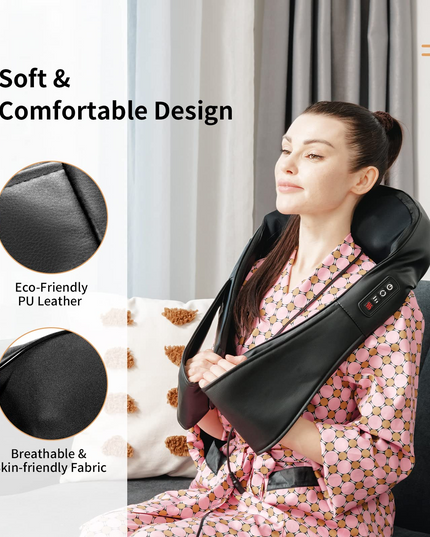 Giantex Shiatsu Neck Back and Shoulder Massager w/Heat, Deep Tissue 3D Kneading Massage Pillow for Back