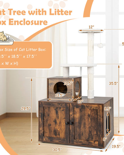 Giantex Cat Tree with Litter Box Enclosure