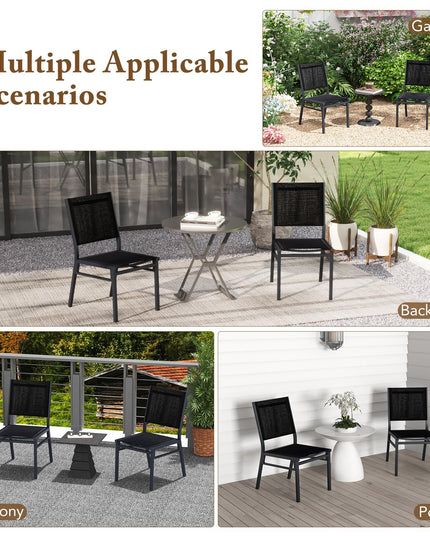 Giantex Outdoor Patio Dining Chair, Armless Dining Chair with Breathable Fabric Seat & Backrest