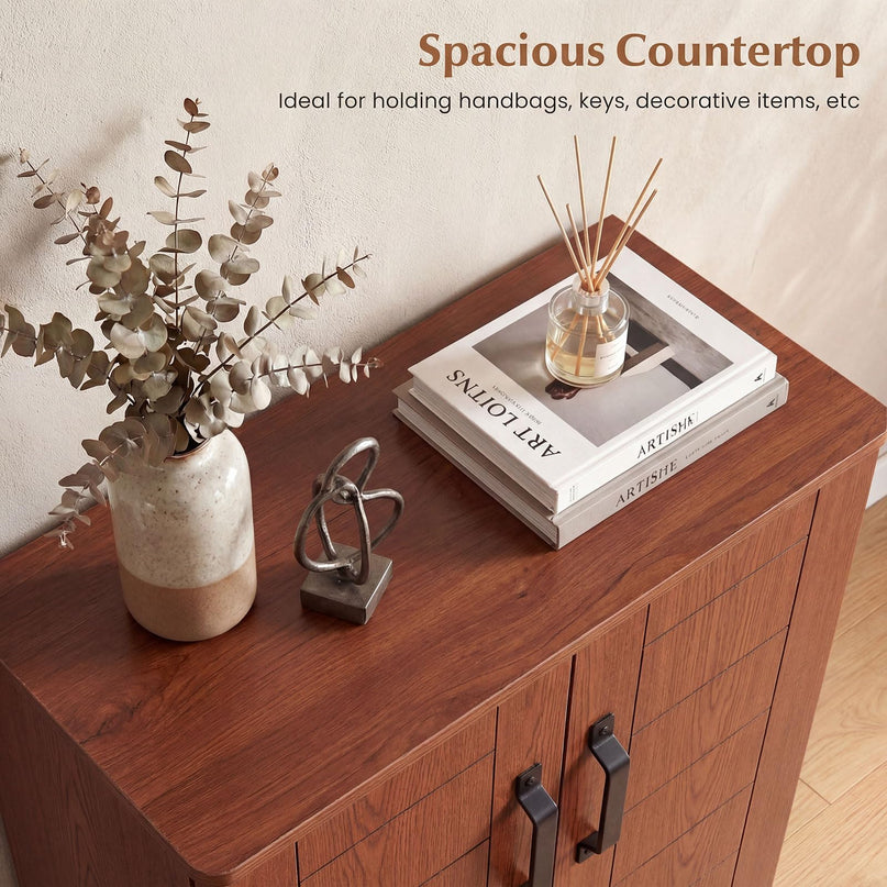 Giantex Armoire à chaussures à 5 niveaux | Meuble d'entrée autoportant en bois avec rangement