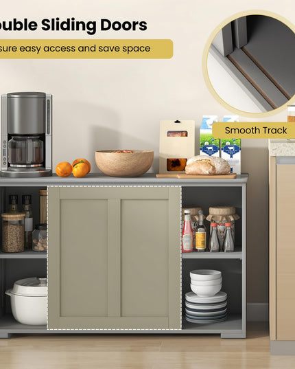 Giantex Buffet Cabinet with Storage, Coffee Bar Wine Cabinet, Farmhouse Sideboard w/Sliding Door
