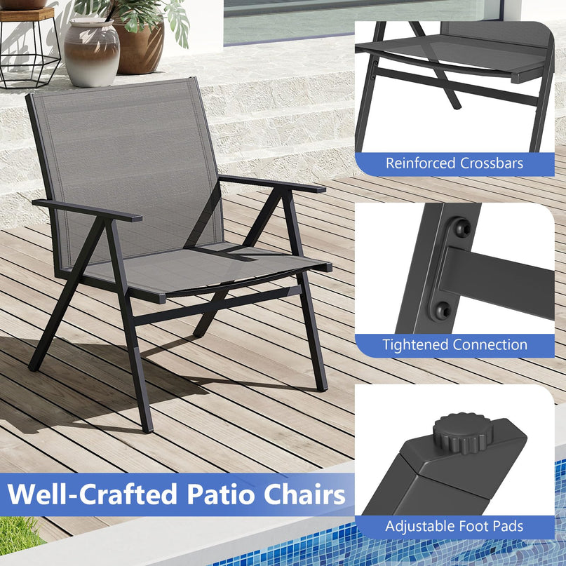 Giantex Patio Chairs Set of 2 w/Sturdy Metal Frame & Breathable Seat Back