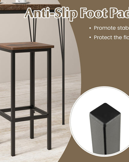 Giantex Bar Stools Set of 4, 26" Backless Barstools with Metal Legs & Footrest, Breakfast Bar Dining Chairs