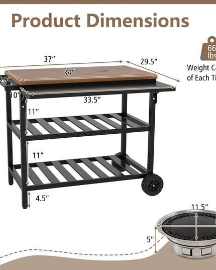 Giantex Outdoor Grill Cart with Korean BBQ Charcoal Grill