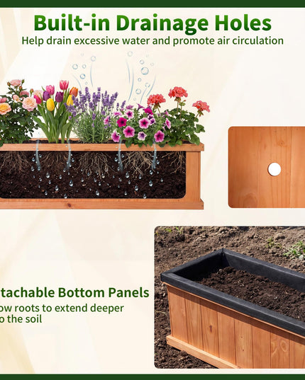 Giantex 44" x10" x12" Raised Garden Bed with 3 Drainage Holes (1/2)