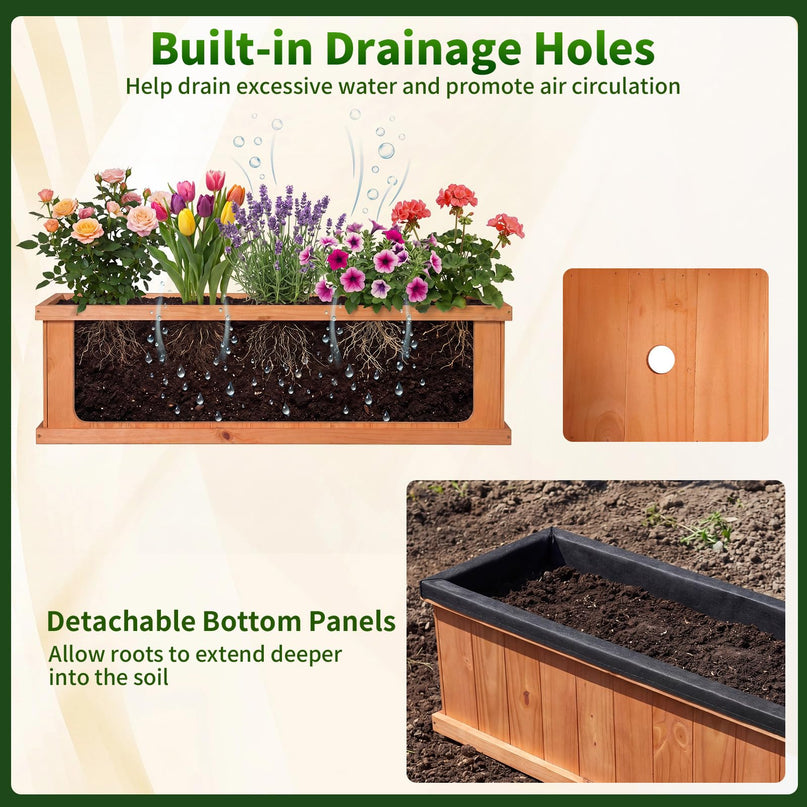 Giantex 44" x10" x12" Raised Garden Bed with 3 Drainage Holes (1/2)