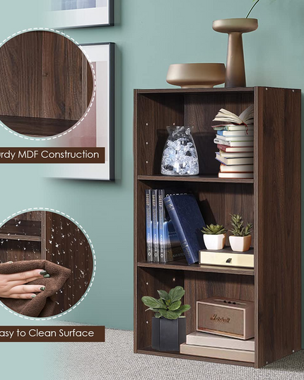 3 Shelf Bookcase Book Shelves Open Storage Cabinet