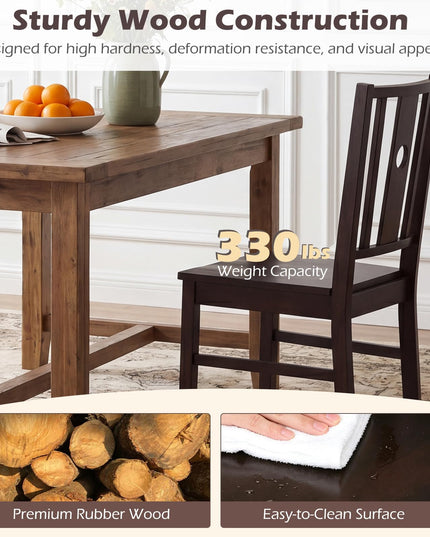 Giantex Solid Rubber Wood Dining Chairs Set of 2/4 with Slatted Curved Backrest