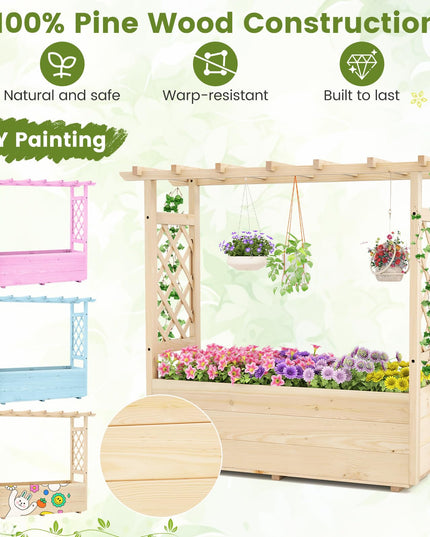 Giantex Freestanding Garden Planter Raised Bed for Flowers Herbs ( 45”x16”x41” )