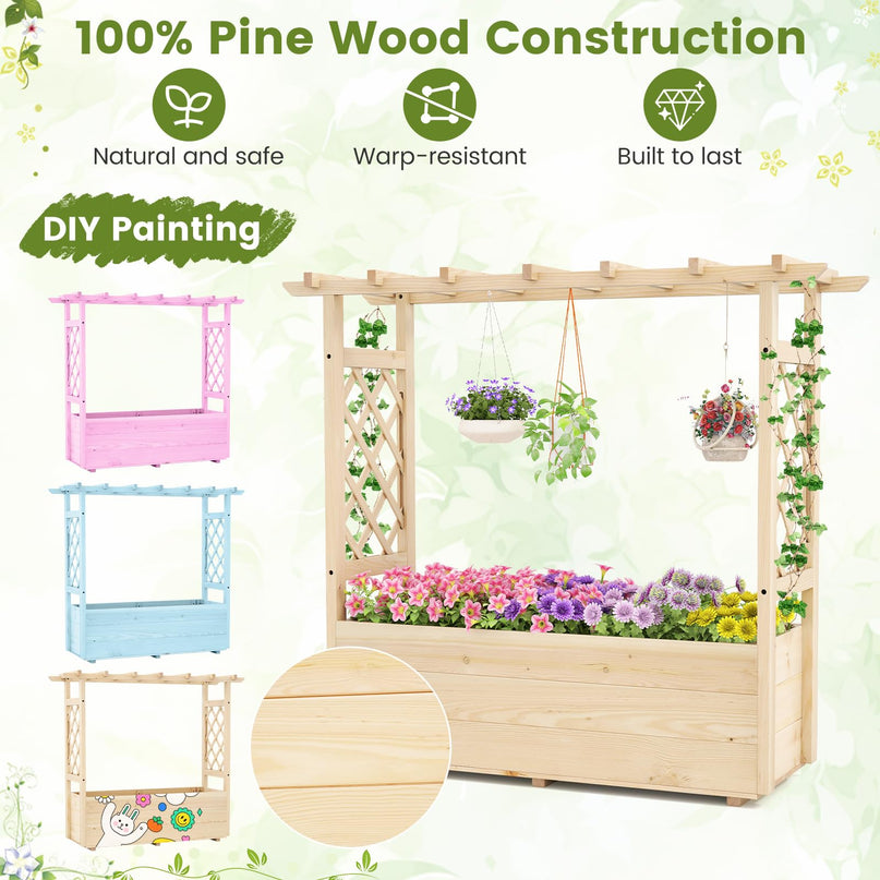 Giantex Freestanding Garden Planter Raised Bed for Flowers Herbs ( 45”x16”x41” )