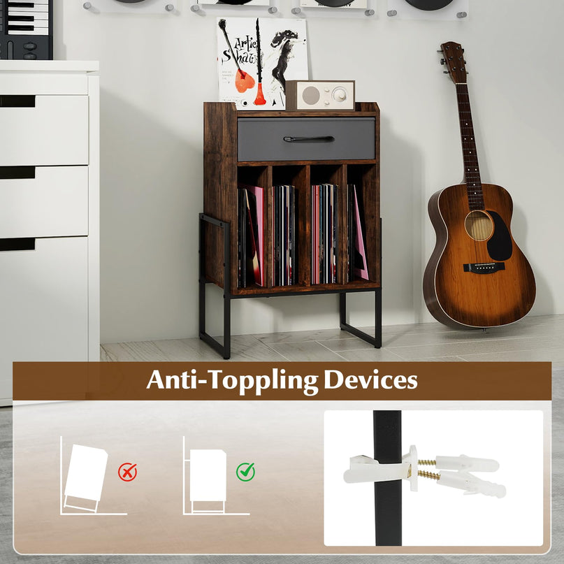 Meuble Tourne-disque Giantex avec tiroir et support de disques vinyles