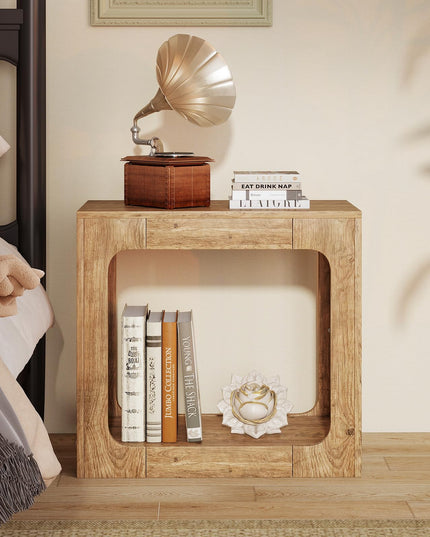 Giantex 2 Tier Farmhouse Side Table with Open Storage Shelf