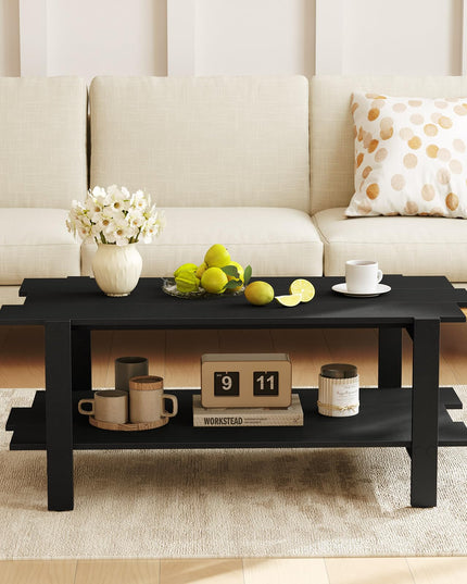Giantex Modern Coffee Table with Slatted Design for Small Spaces