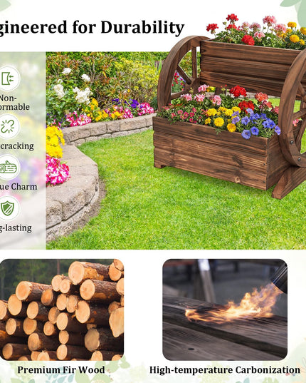Jardinière en Bois Giantex en Forme de Chariot pour Fleurs, Herbes et Légumes