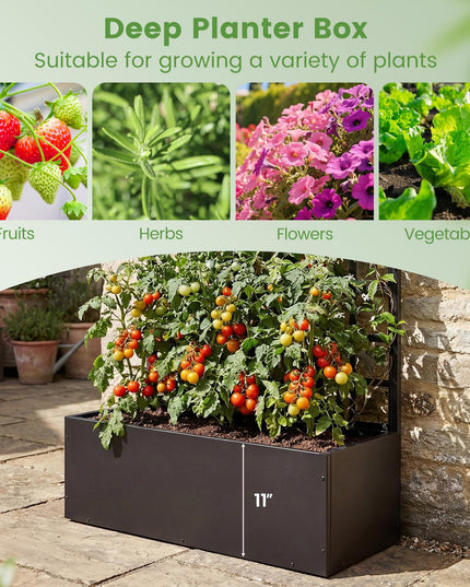 Giantex 36" x 16" x 77" Metal Raised Garden Bed with Trellis