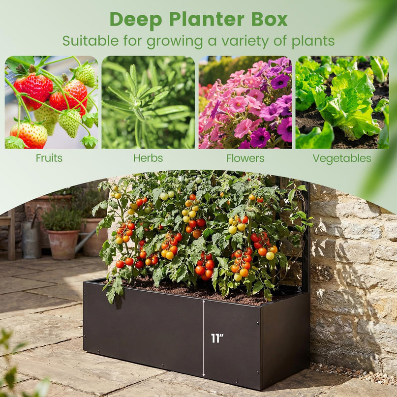 Giantex 36" x 16" x 77" Metal Raised Garden Bed with Trellis