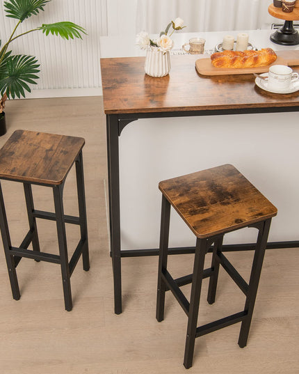 Giantex 28" Counter Height Bar Stools Set of 2, Metal Frame Bar Chairs with Adjustable Foot Pads, Brown