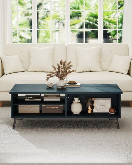 Giantex Mid Century Modern Coffee Table with Storage Shelves