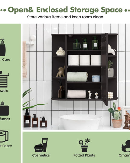 Giantex Medicine Cabinet, Mirror Bathroom Cabinet with Single Door, 3 Adjustable Shelves, Storage Cabinet for Hallway, Living Room