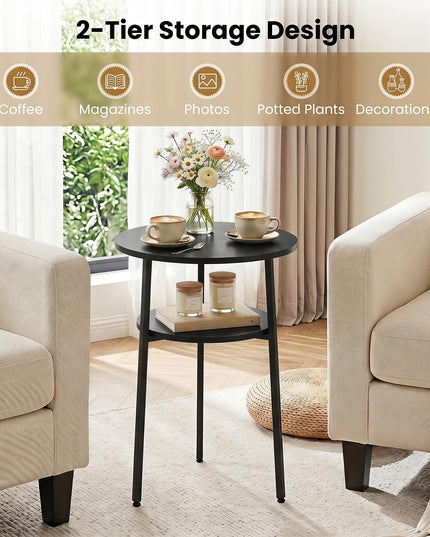Giantex 2-Tier Round Side Table w/Metal Frame (1/2)