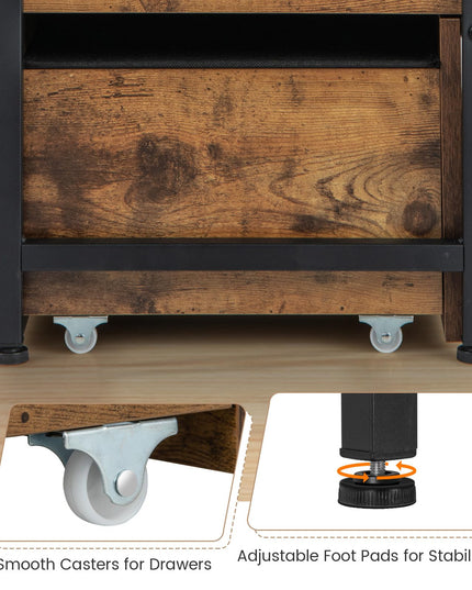 Giantex Storage Bench with Flip Top Storage Chest, 2 Rolling Drawers (Rustic Brown)