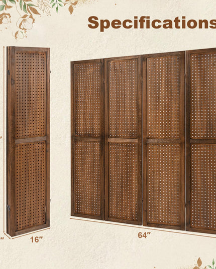 Giantex 4/6 Panel Pegboard Display & Room Divider, 5.6FT Folding Pegboard Stand for Crafting Show Jewelry Retail