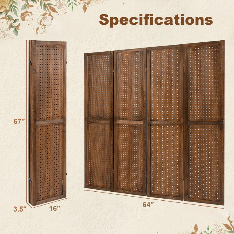 Giantex 4/6 Panel Pegboard Display & Room Divider, 5.6FT Folding Pegboard Stand for Crafting Show Jewelry Retail