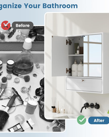 Giantex Medicine Cabinet, Bathroom Wall Mount Cabinet with Mirrored Door