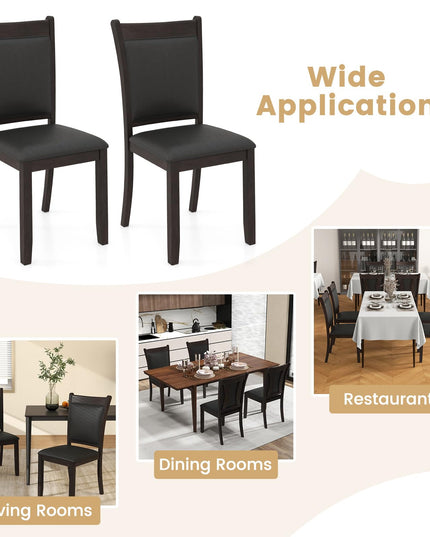 Giantex Wooden Dining Chairs Set, Modern Armless Kitchen Chairs w/Padded Backrest & Seat, Rubber Wood Frame
