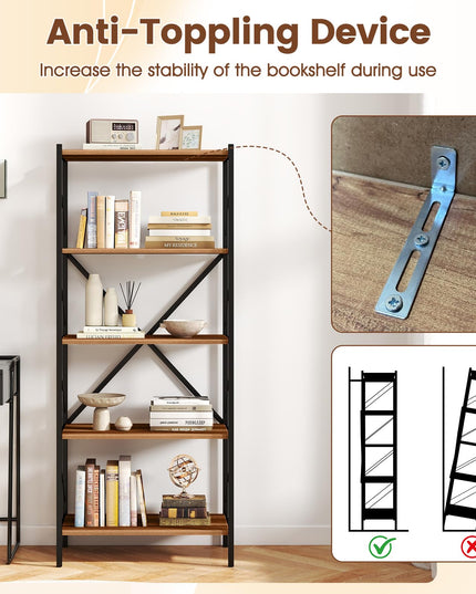 Giantex Industrial Bookcase with Heavy-Duty Metal Frame