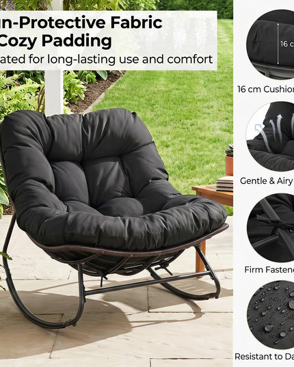 Giantex Oversized Rocking Papasan Chair w/Padded Cushion & Metal Frame