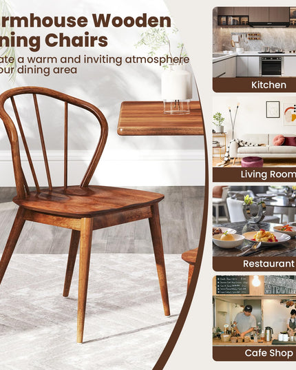 Giantex Wooden Dining Chairs Set of 2/4, Windsor Kitchen Chairs w/High Spindle Back & Rubber Wood Legs
