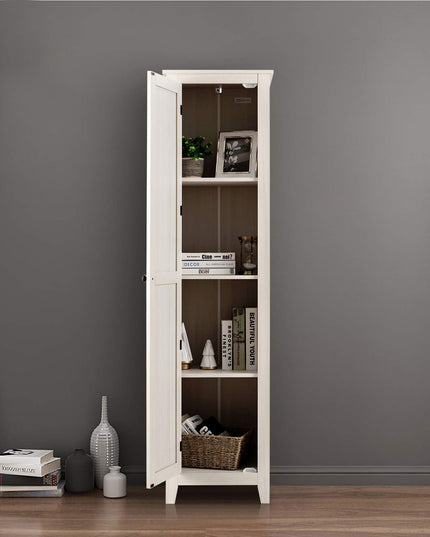 Giantex Tall Storage Cabinet Freestanding Floor Storage Tower with Four Shelves and Single Door