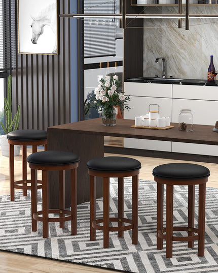 Giantex Bar Stools Set, 25-Inch Counter Height Stools with Round Seat, Footrest, Wooden Frame