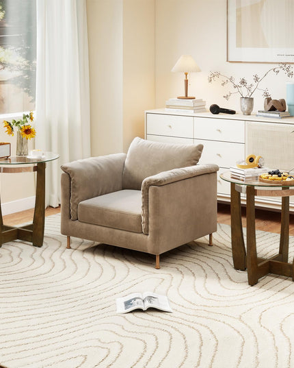 Giantex Round Glass End Table - 24’’ Side Table with Tempered Glass Top