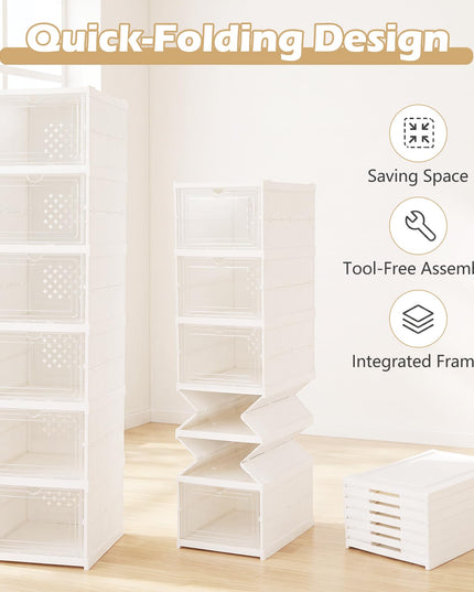Giantex 6-Tier Folding Shoe Rack Organizer w/Clear Doors