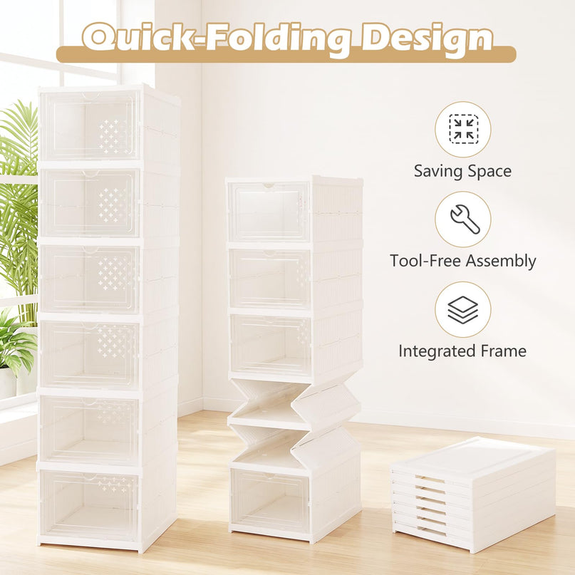 Giantex 6-Tier Folding Shoe Rack Organizer w/Clear Doors