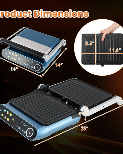 Giantex Panini Press Sandwich Maker, Electric Indoor Grill with 2 Removable & Dishwasher Safe Non-Stick Plates