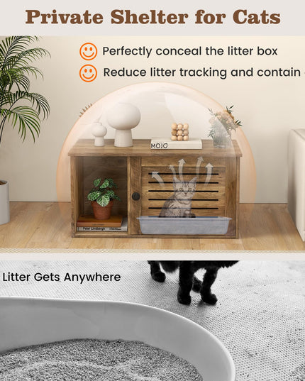 Giantex Cat Litter Box Enclosure - Litter Box Hidden Furniture with Louvered Door, Front Entry, Storage Cabinet