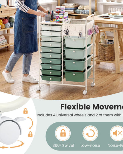 Giantex 14 Drawer Storage Cart Rolling Craft Cart
