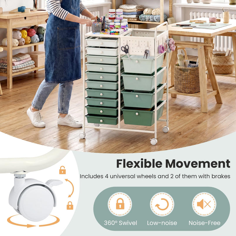 Giantex 14 Drawer Storage Cart Rolling Craft Cart