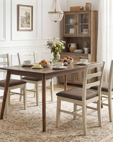 Giantex Wood Dining Chairs Set of 2/4 | Farmhouse Upholstered Kitchen Chairs with Ladder Back Design