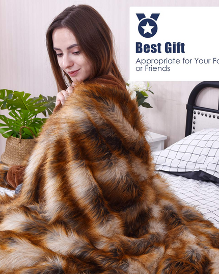 Faux Fur Throw Blanket, Ultra Soft Fuzzy Bed Blankets
