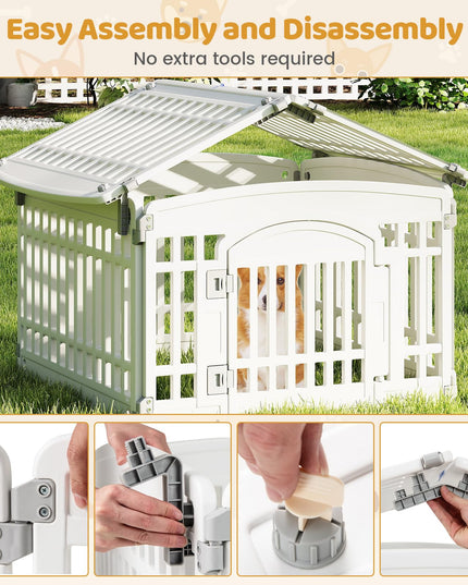 Giantex 24'' Tall Plastic Pet Fence with Lockable Door
