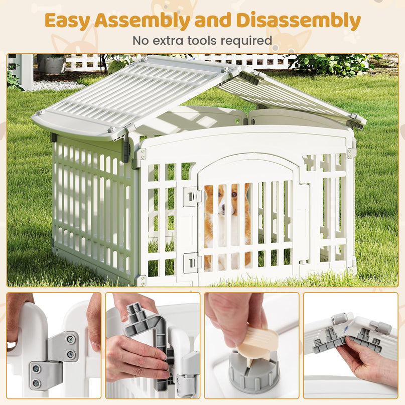 Giantex 24'' Tall Plastic Pet Fence with Lockable Door