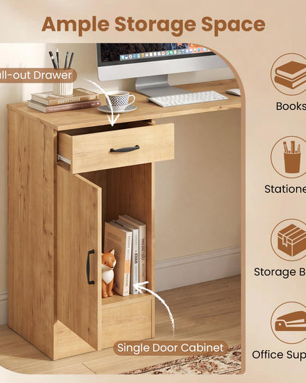 GIANTEX L-Shaped Computer Desk with Reversible Drawer & Cabinet